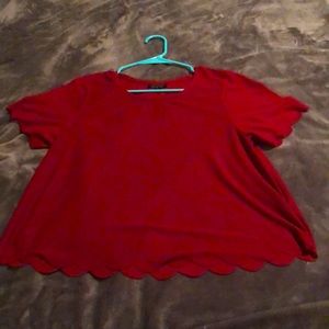 Top Shop Red scalloped top. Size 8
